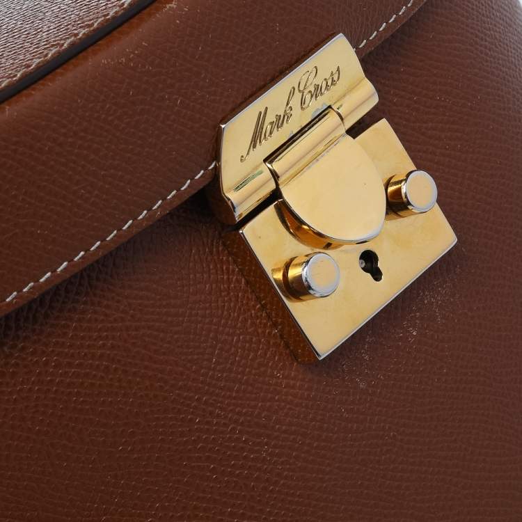 Pre Owned Mark Cross Brown Leather Benchley Top Handle Bag