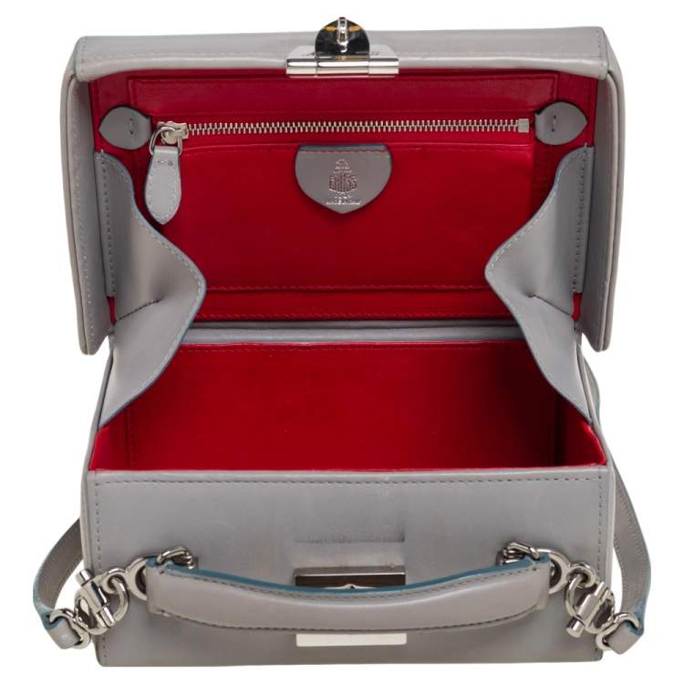 Pre Owned Mark Cross Grey Leather Small Grace Box Bag