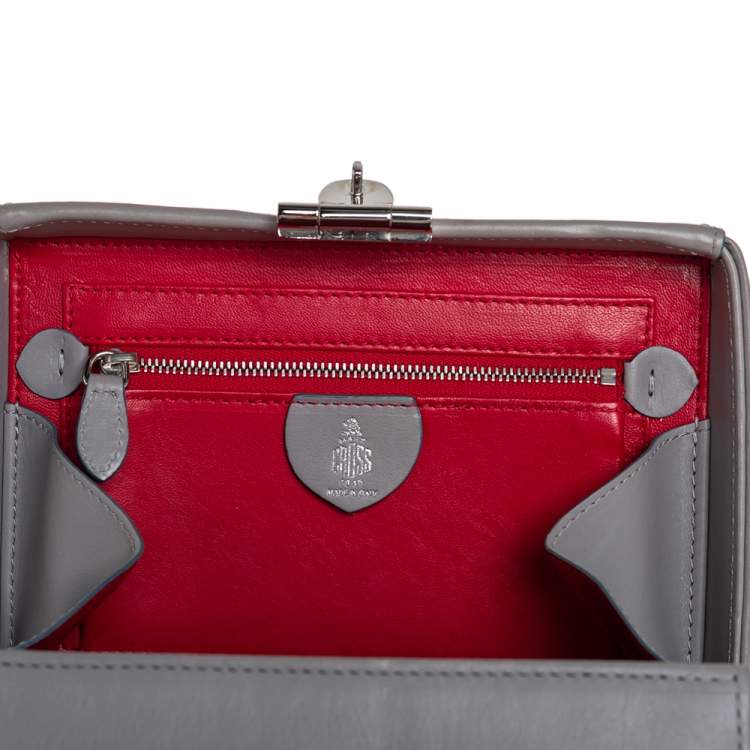 Pre Owned Mark Cross Grey Leather Small Grace Box Bag