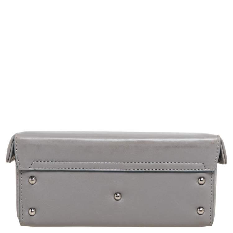 Pre Owned Mark Cross Grey Leather Small Grace Box Bag
