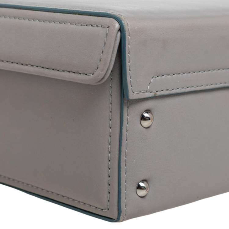Pre Owned Mark Cross Grey Leather Small Grace Box Bag
