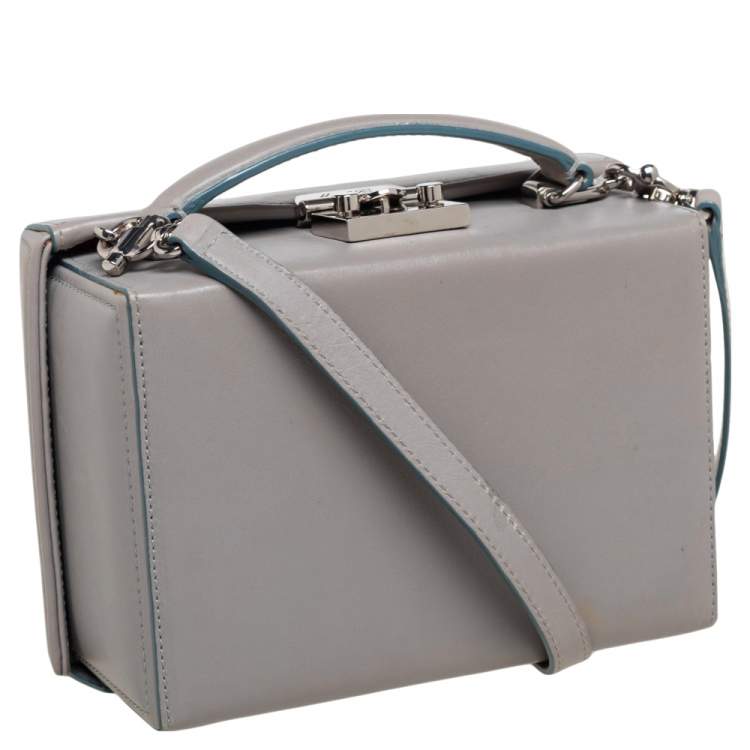 Pre Owned Mark Cross Grey Leather Small Grace Box Bag