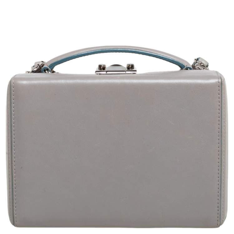 Pre Owned Mark Cross Grey Leather Small Grace Box Bag