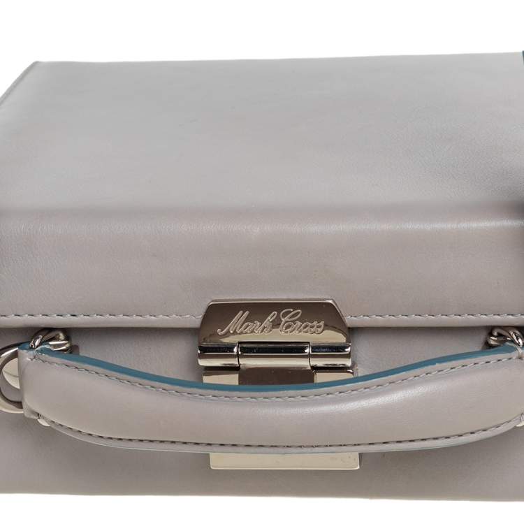 Pre Owned Mark Cross Grey Leather Small Grace Box Bag