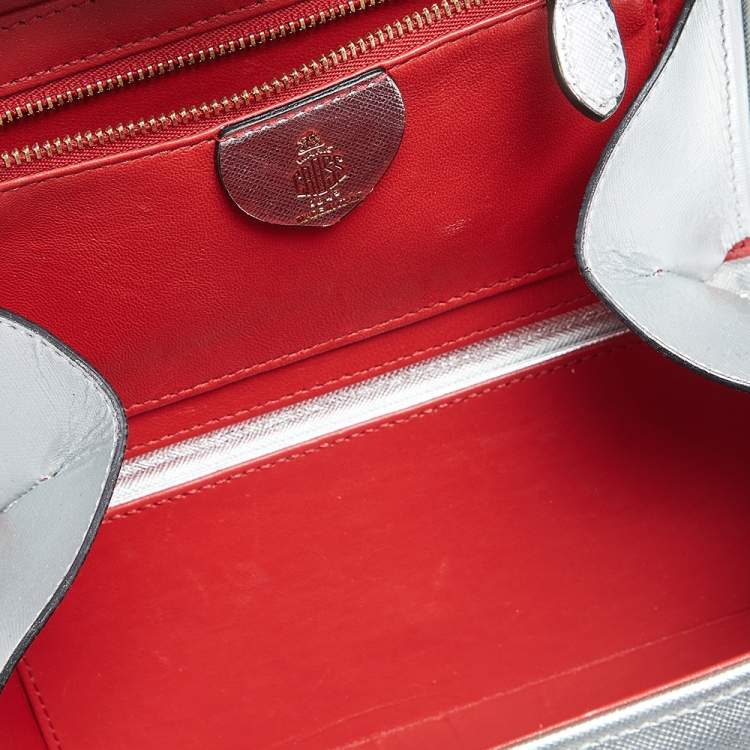 Pre Owned Mark Cross Silver Leather Small Grace Box Bag