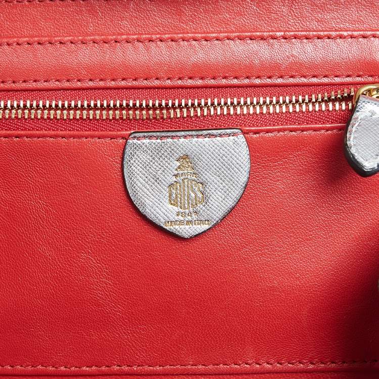 Pre Owned Mark Cross Silver Leather Small Grace Box Bag