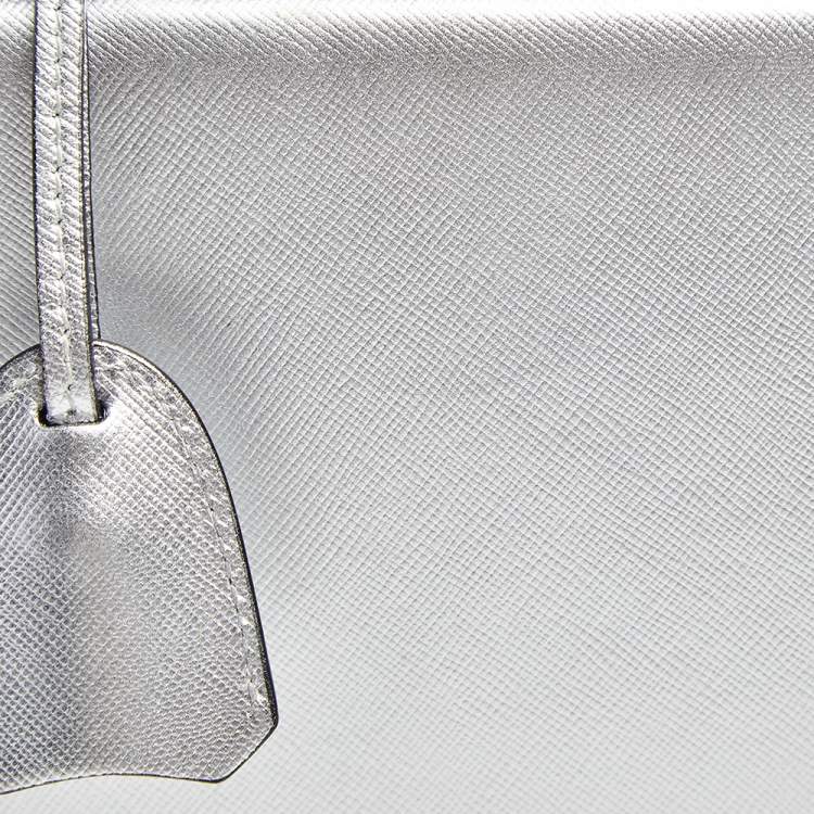 Pre Owned Mark Cross Silver Leather Small Grace Box Bag