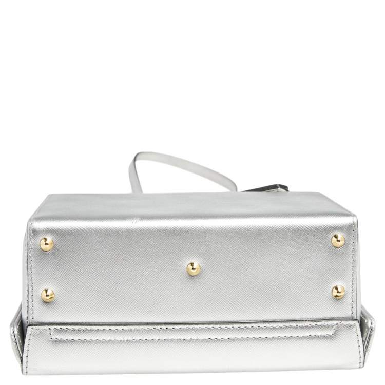 Pre Owned Mark Cross Silver Leather Small Grace Box Bag