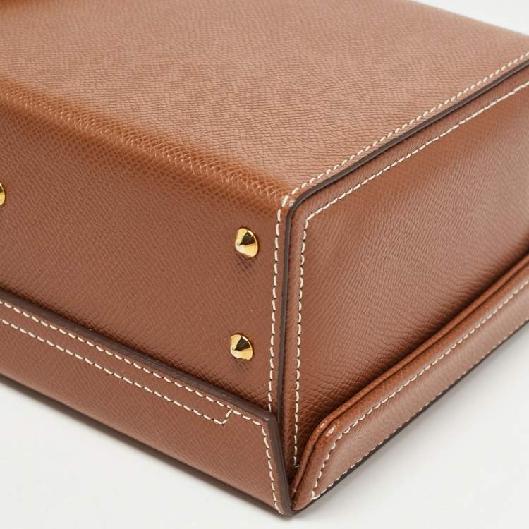 Pre Owned Mark Cross Brown Leather Grace Box Bag 