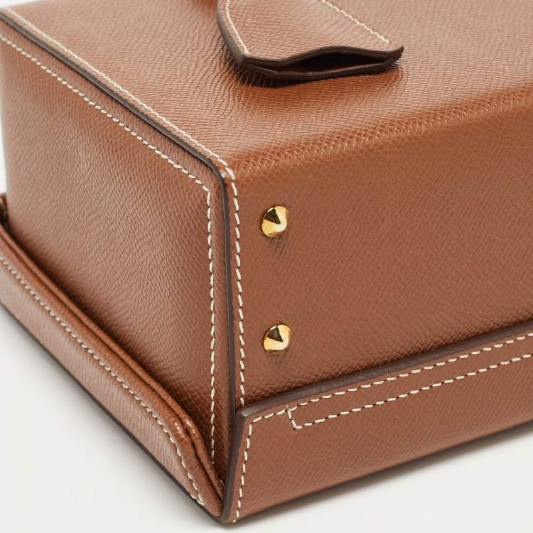 Pre Owned Mark Cross Brown Leather Grace Box Bag 