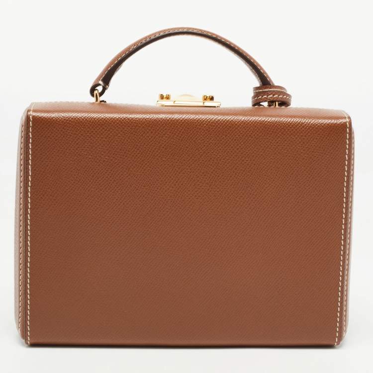 Pre Owned Mark Cross Brown Leather Grace Box Bag 