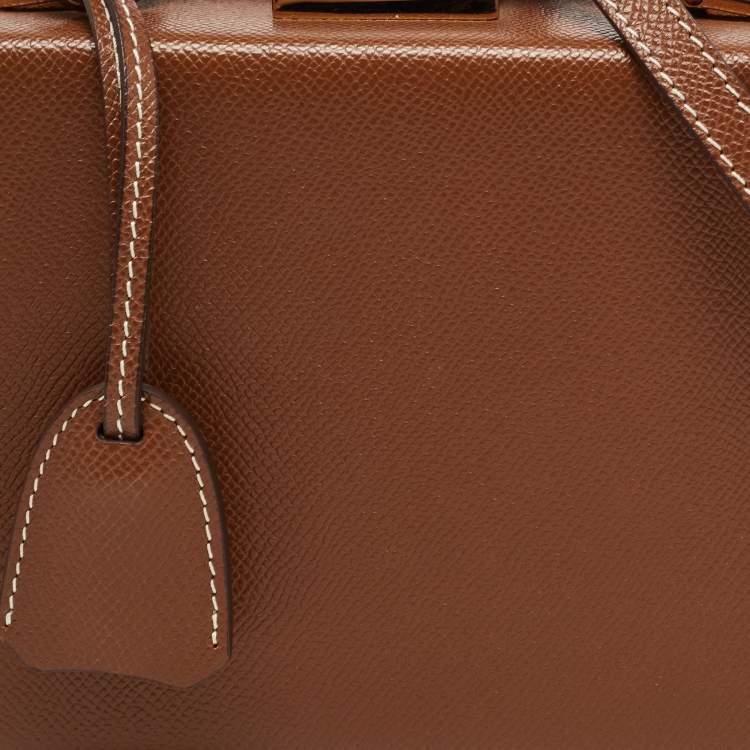 Pre Owned Mark Cross Brown Leather Grace Box Bag 