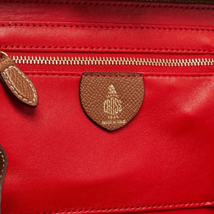 Pre Owned Mark Cross Brown Leather Grace Box Bag 