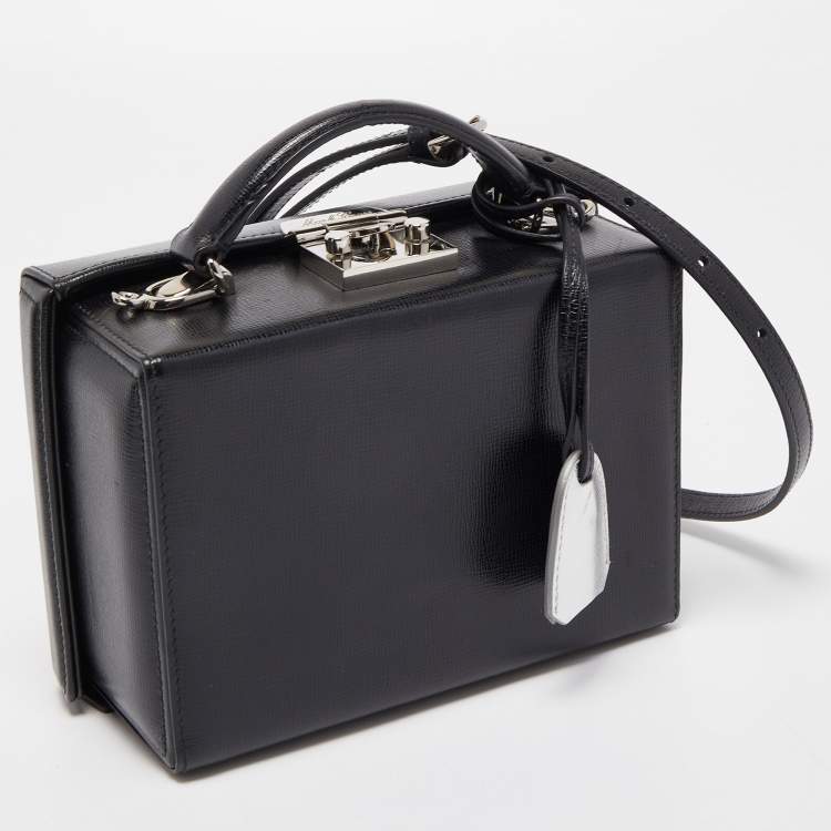 Pre Owned Mark Cross Black Leather Small Galaxy Grace Box Bag
