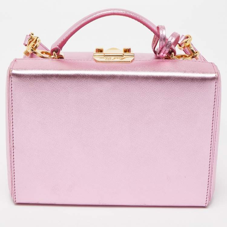 Pre Owned Mark Cross Pink Glossy Leather Grace Box Bag 