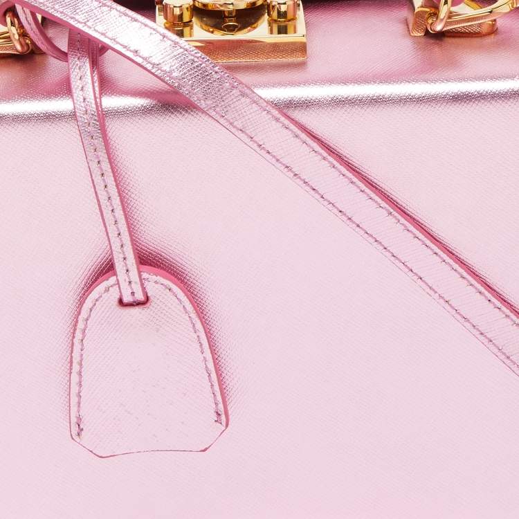 Pre Owned Mark Cross Pink Glossy Leather Grace Box Bag 