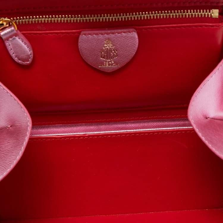 Pre Owned Mark Cross Pink Glossy Leather Grace Box Bag 