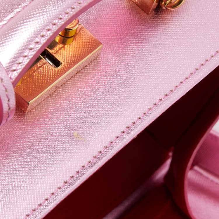 Pre Owned Mark Cross Pink Glossy Leather Grace Box Bag 