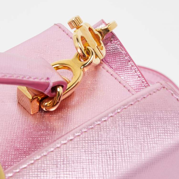 Pre Owned Mark Cross Pink Glossy Leather Grace Box Bag 
