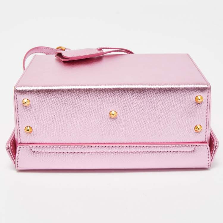 Pre Owned Mark Cross Pink Glossy Leather Grace Box Bag 