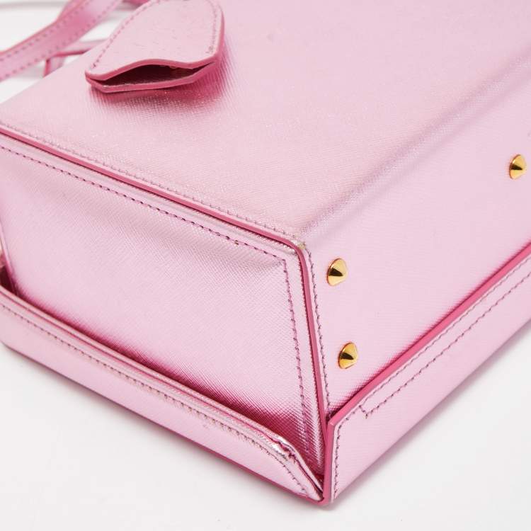 Pre Owned Mark Cross Pink Glossy Leather Grace Box Bag 