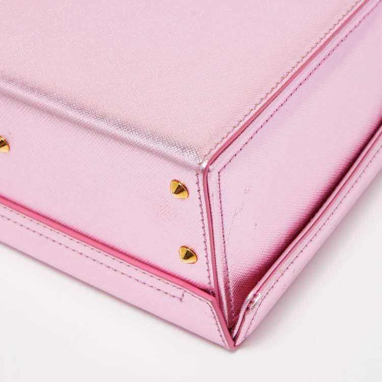 Pre Owned Mark Cross Pink Glossy Leather Grace Box Bag 