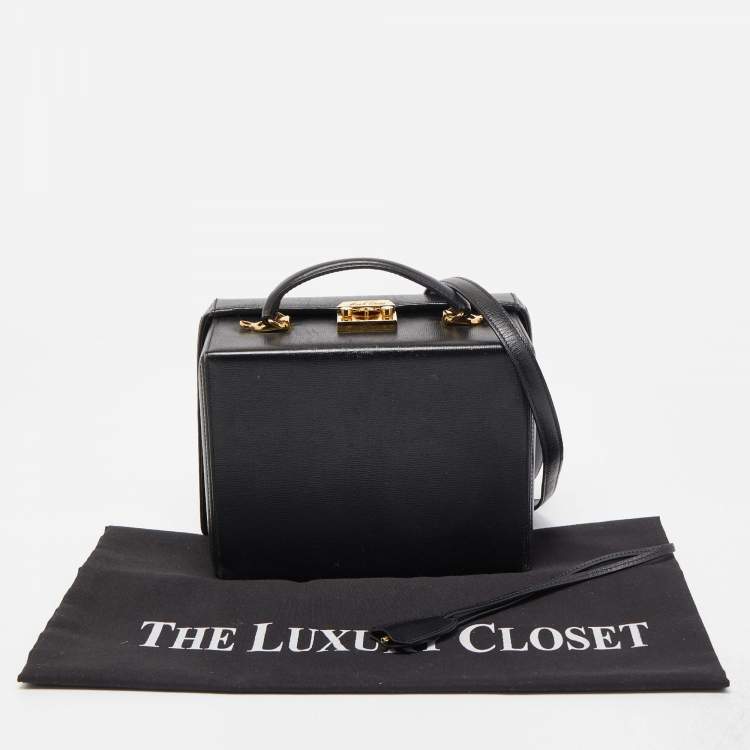 Pre Owned Mark Cross Black Leather Grace Box Bag