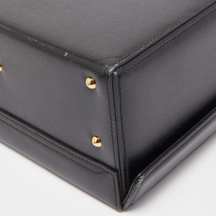 Pre Owned Mark Cross Black Leather Grace Box Bag
