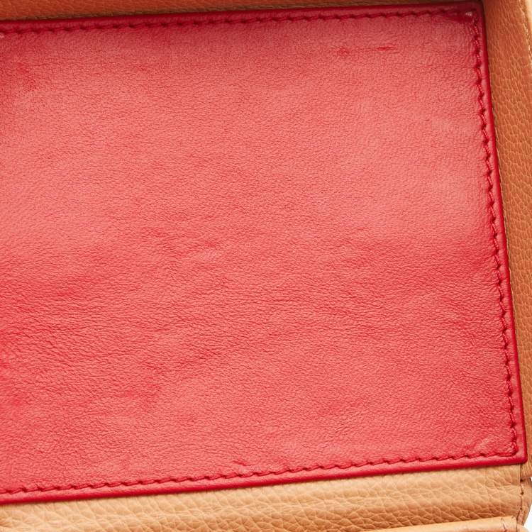 Pre Owned Mark Cross Light Orange Leather Grace Cube Top Handle Bag 