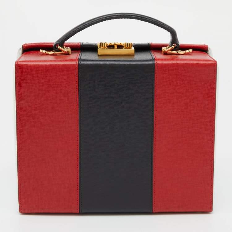 Pre Owned Mark Cross Tri Color Leather Grace Box Top Handle Bag