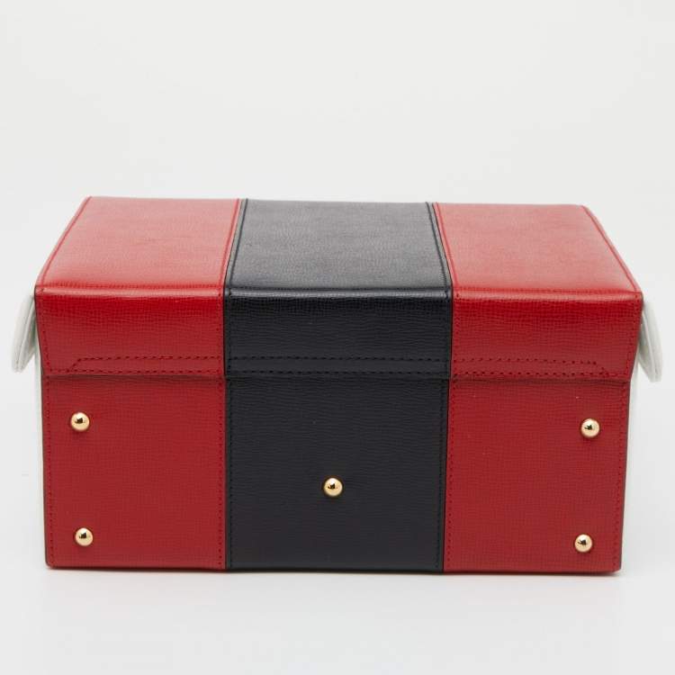 Pre Owned Mark Cross Tri Color Leather Grace Box Top Handle Bag