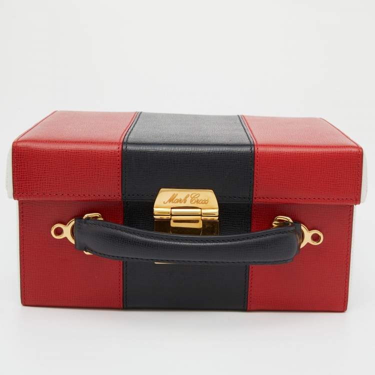 Pre Owned Mark Cross Tri Color Leather Grace Box Top Handle Bag