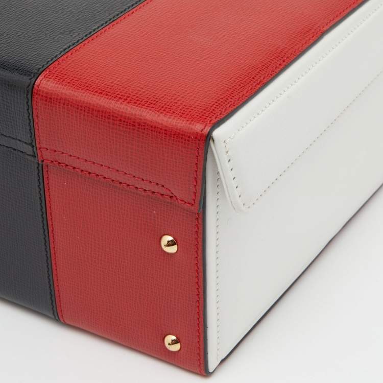 Pre Owned Mark Cross Tri Color Leather Grace Box Top Handle Bag