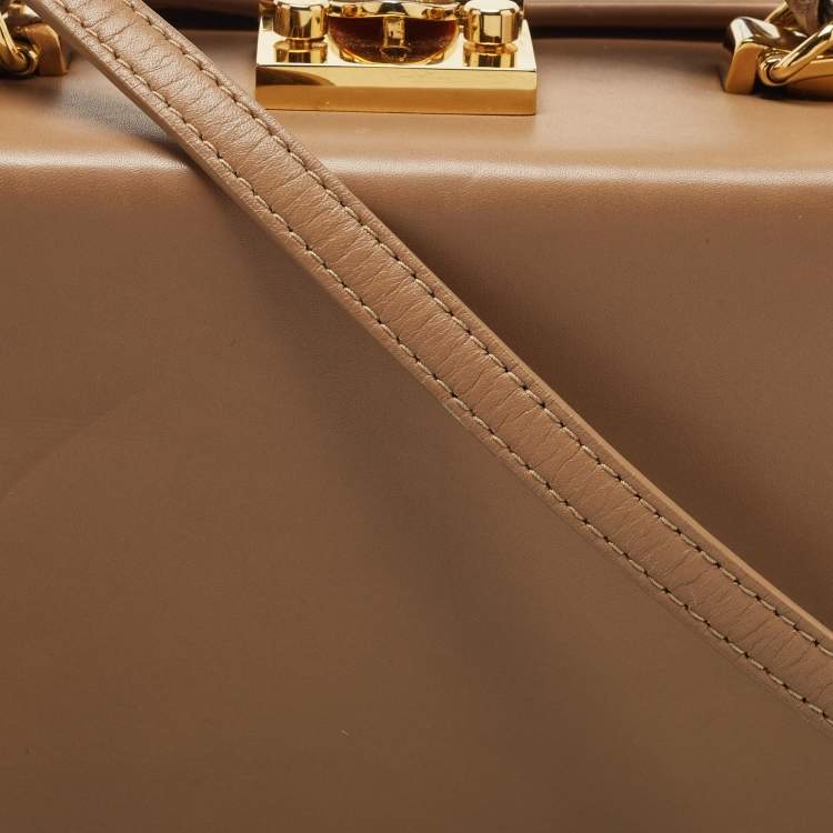 Pre Owned Mark Cross Beige Leather Grace Box Bag