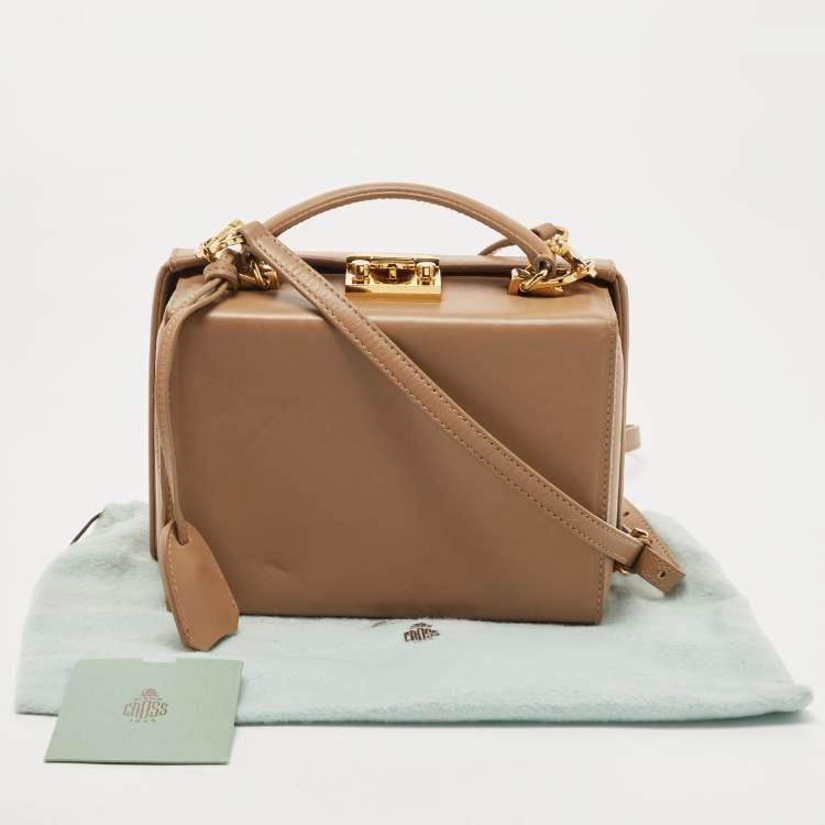 Pre Owned Mark Cross Beige Leather Grace Box Bag