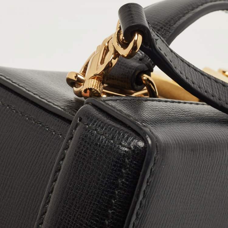 Pre Owned Mark Cross Black Leather Small Galaxy Grace Box Bag