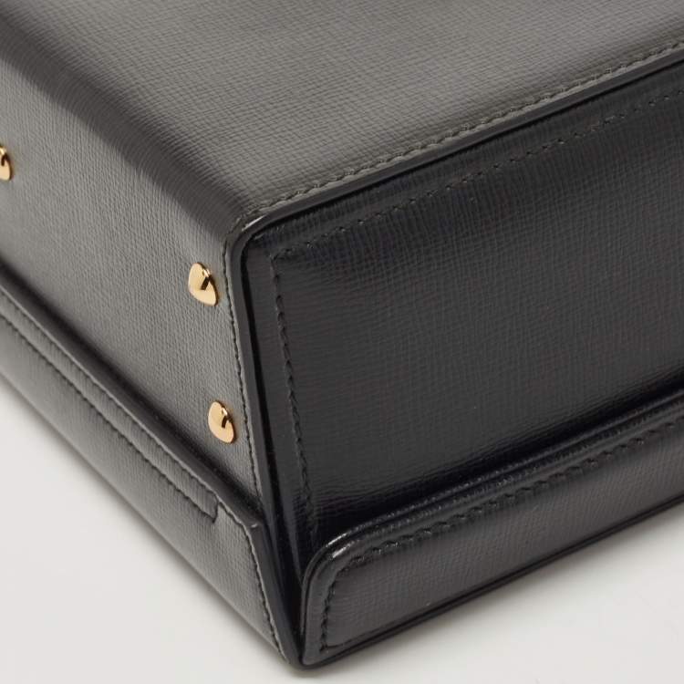 Pre Owned Mark Cross Black Leather Small Galaxy Grace Box Bag