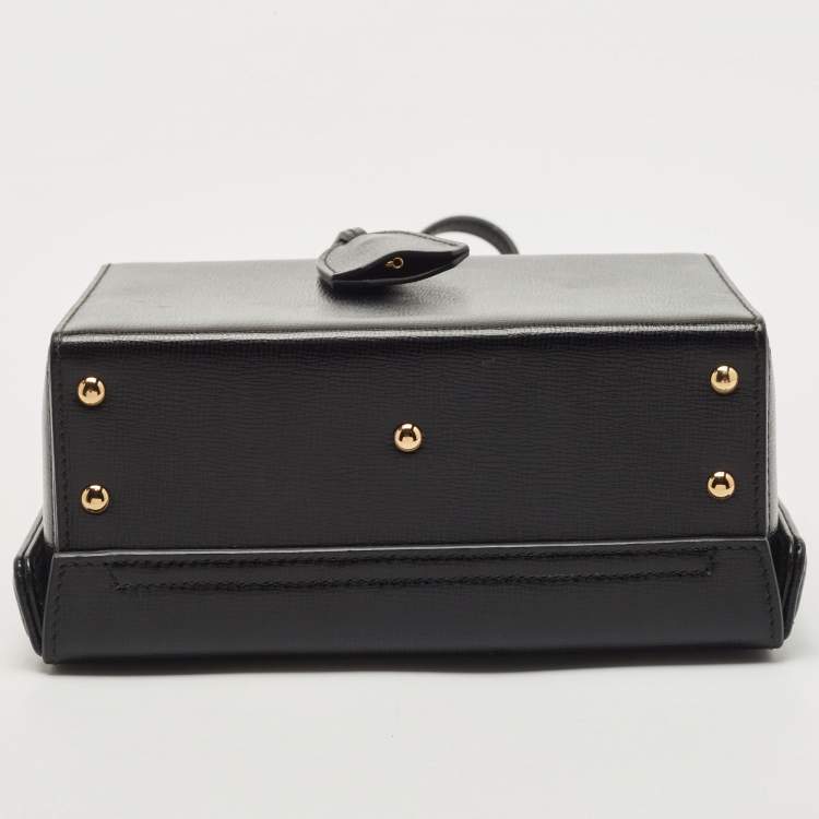 Pre Owned Mark Cross Black Leather Small Galaxy Grace Box Bag