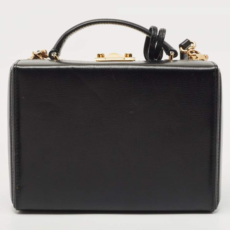 Pre Owned Mark Cross Black Leather Small Galaxy Grace Box Bag