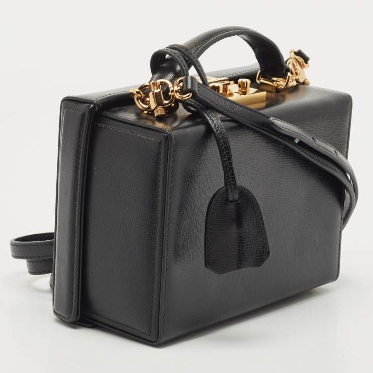 Pre Owned Mark Cross Black Leather Small Galaxy Grace Box Bag