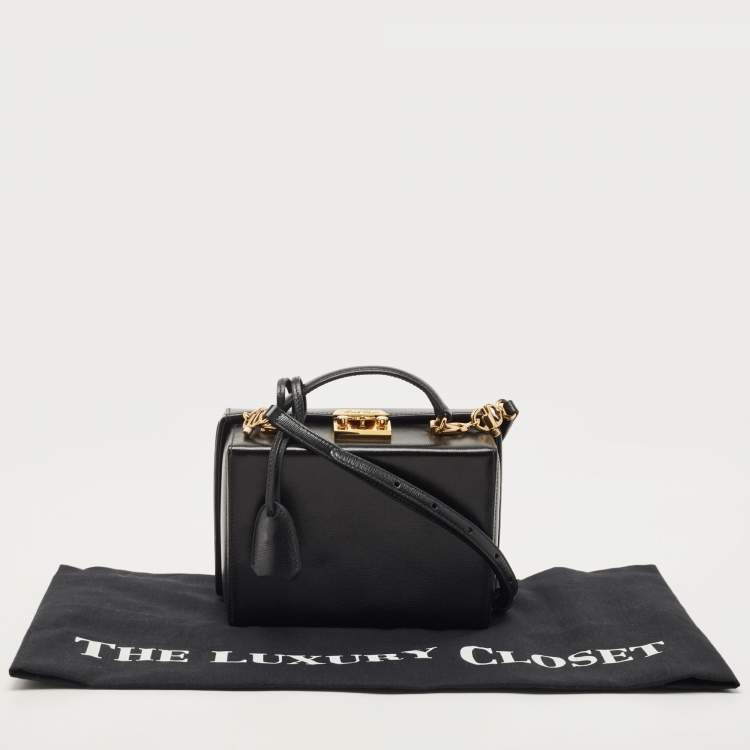 Pre Owned Mark Cross Black Leather Small Galaxy Grace Box Bag