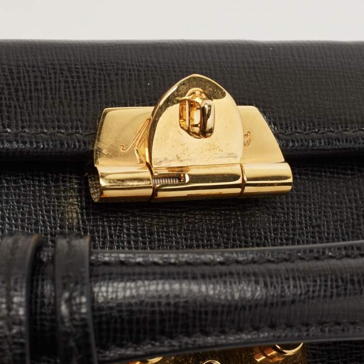 Pre Owned Mark Cross Black Leather Small Galaxy Grace Box Bag