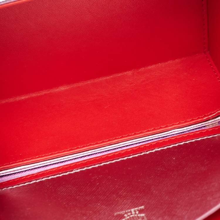 Pre Owned Mark Cross Metallic Lavender Leather Mini Grace Box Bag