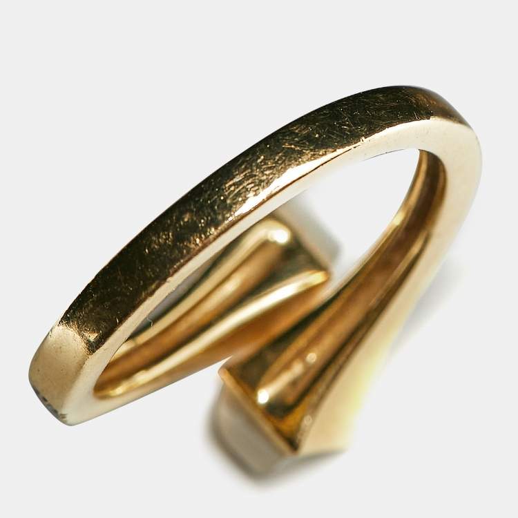 Pre Owned Marli Cleo Moonstone Diamonds 18k Yellow Gold Ring Size 52 