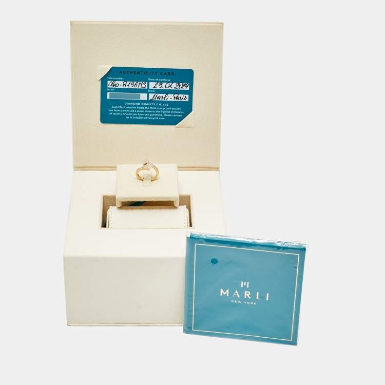 Pre Owned Marli Cleo Moonstone Diamonds 18k Yellow Gold Ring Size 52 