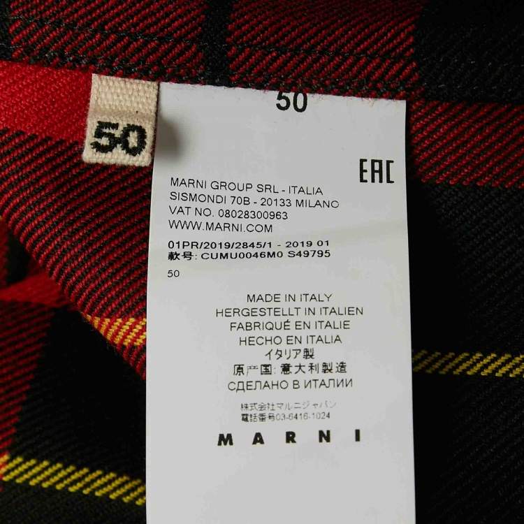 مملوكة مسبقًا Marni Red Checks Cotton Oversized Shirt L