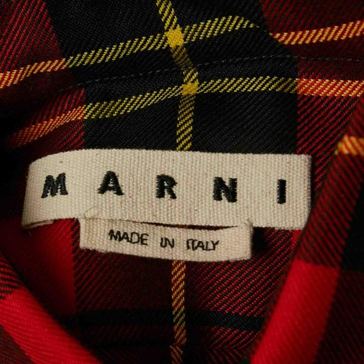 مملوكة مسبقًا Marni Red Checks Cotton Oversized Shirt L