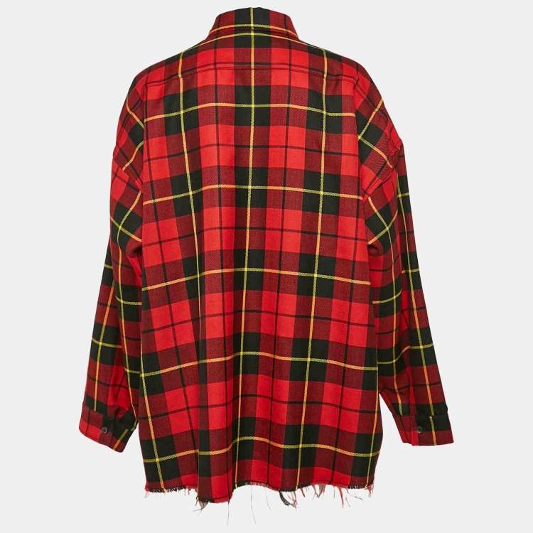 مملوكة مسبقًا Marni Red Checks Cotton Oversized Shirt L