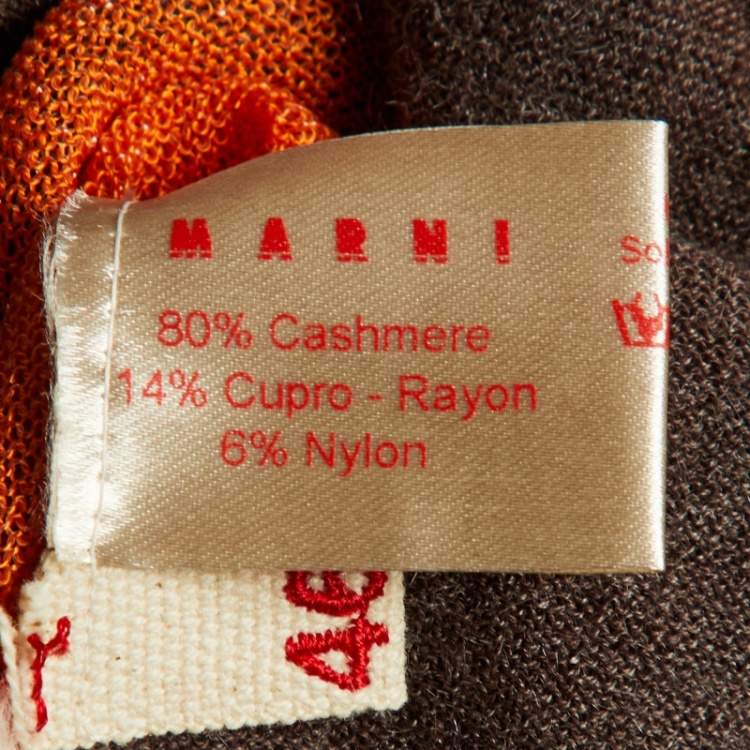 Pre Owned Marni Grey Cashmere Button Front Contrast Panel Detail Cardigan L