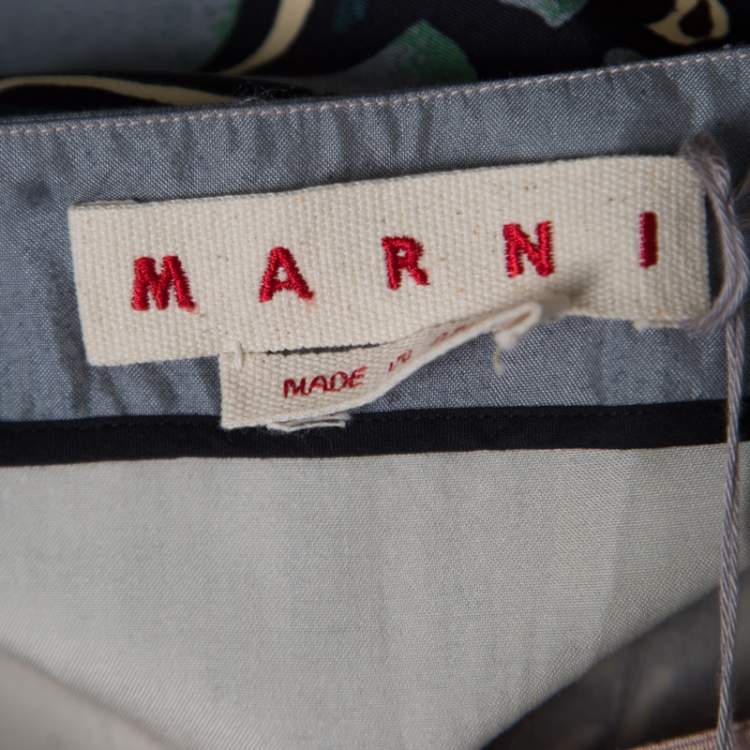 Pre Owned Marni Pink and Grey Floral Printed Cotton and Silk Oversized Top S